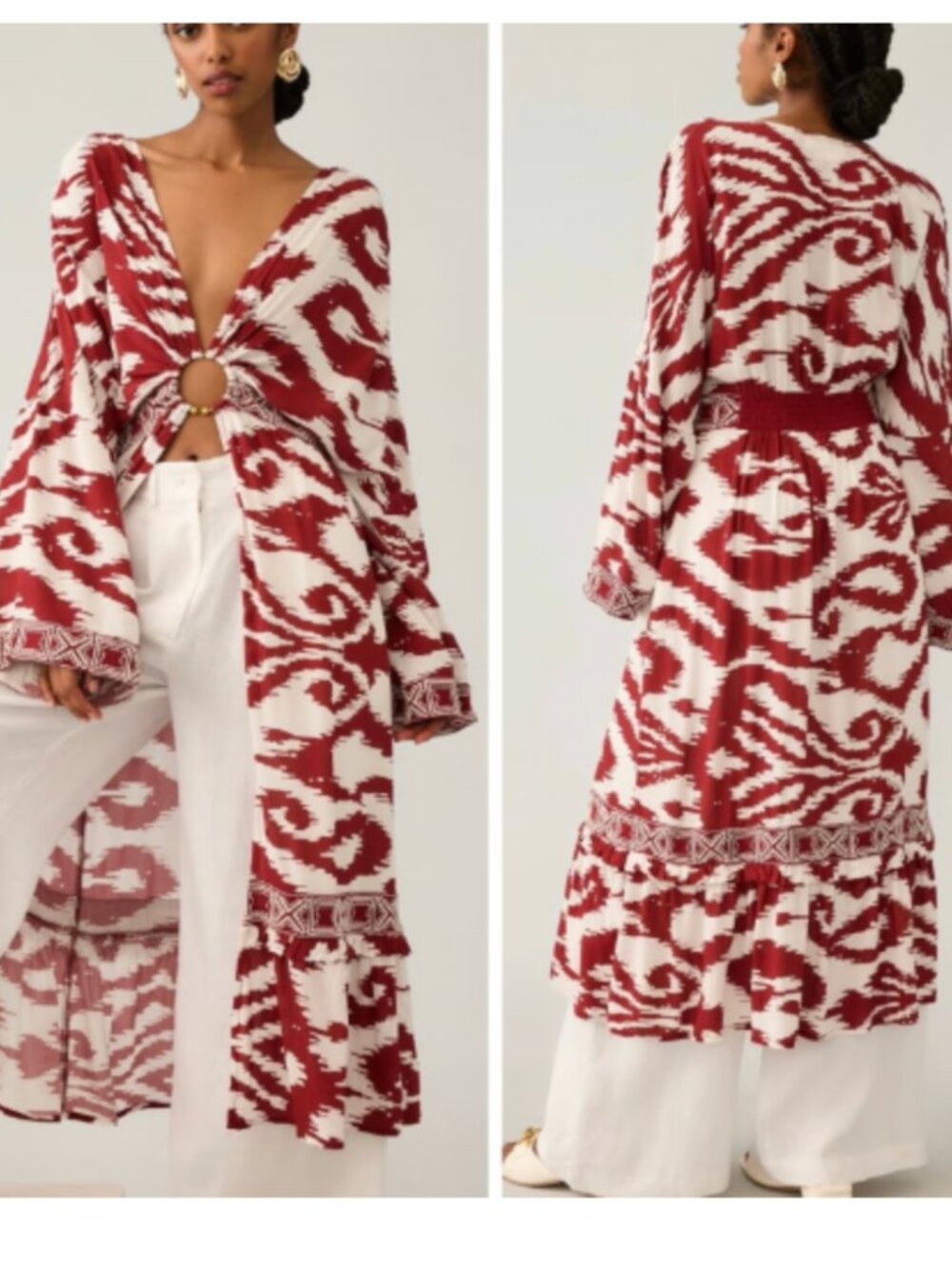 Anthropologie Printed Caftan with Ring SZ - XS/S